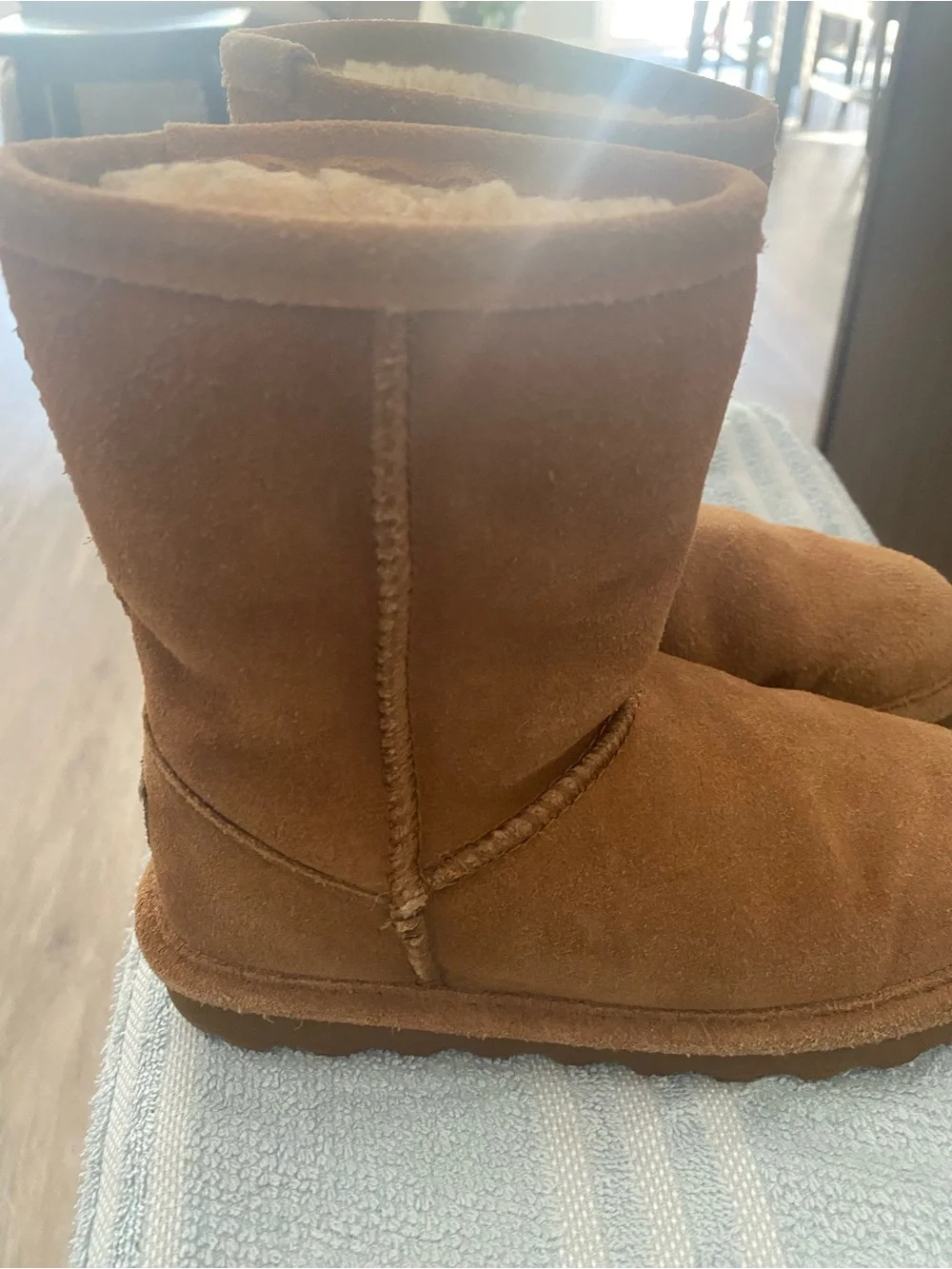 BearPaw Kids Chestnut Suede Shearling Booties